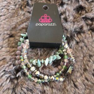 Paparazzi Beaded Bracelet With Purple, Green, And Blue Accents